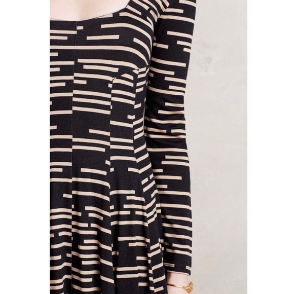 Brand New Anthropologie HD in Paris Black & Beige Dress - Size Small - Picture 2 of 7